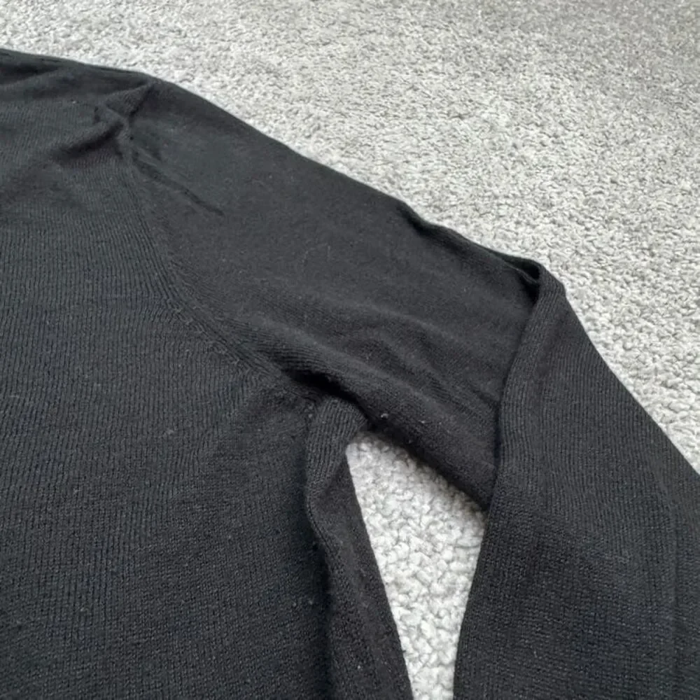 Zara Knit V-Neck Hi-Lo Pullover Sweater Womens Large Black Acrylic Blend Stretch